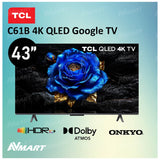 TCL - 43" C61B 4K QLED Google TV 智能電視 ( 43C61B ) 43寸